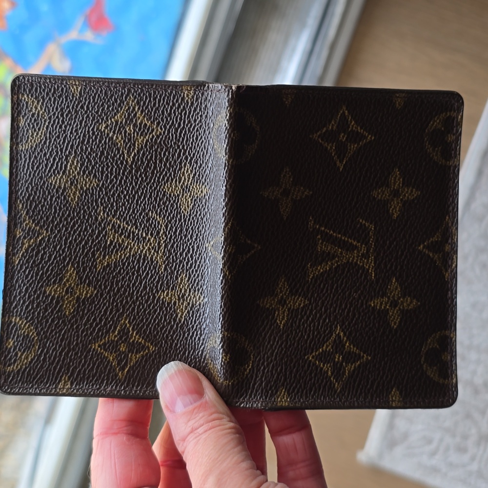LV monogram card case brown